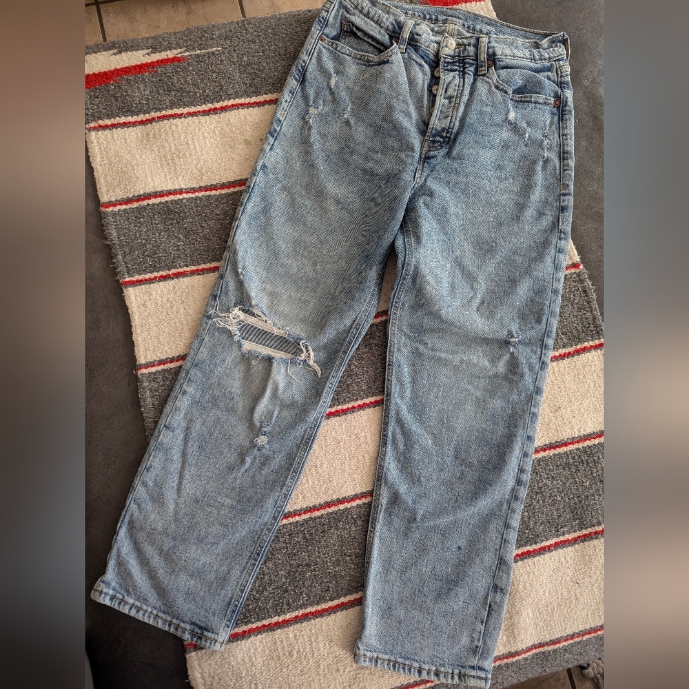 Women's Light Blue Distressed Jeans